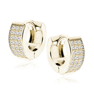 Srebrne pozłacane kolczyki pr.925 kółka z cyrkoniami