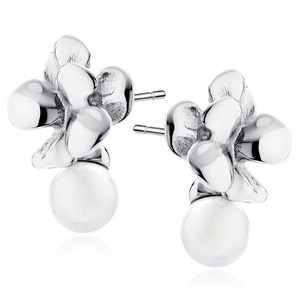 Srebrne kolczyki pr. 925 z kwiatkiem i perłą