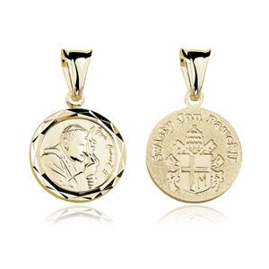 Srebrny pozłacany medalik Święty Jan Paweł II