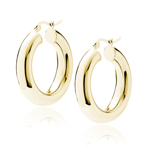 Srebrne pozłacane kolczyki kółka - wysoki połysk